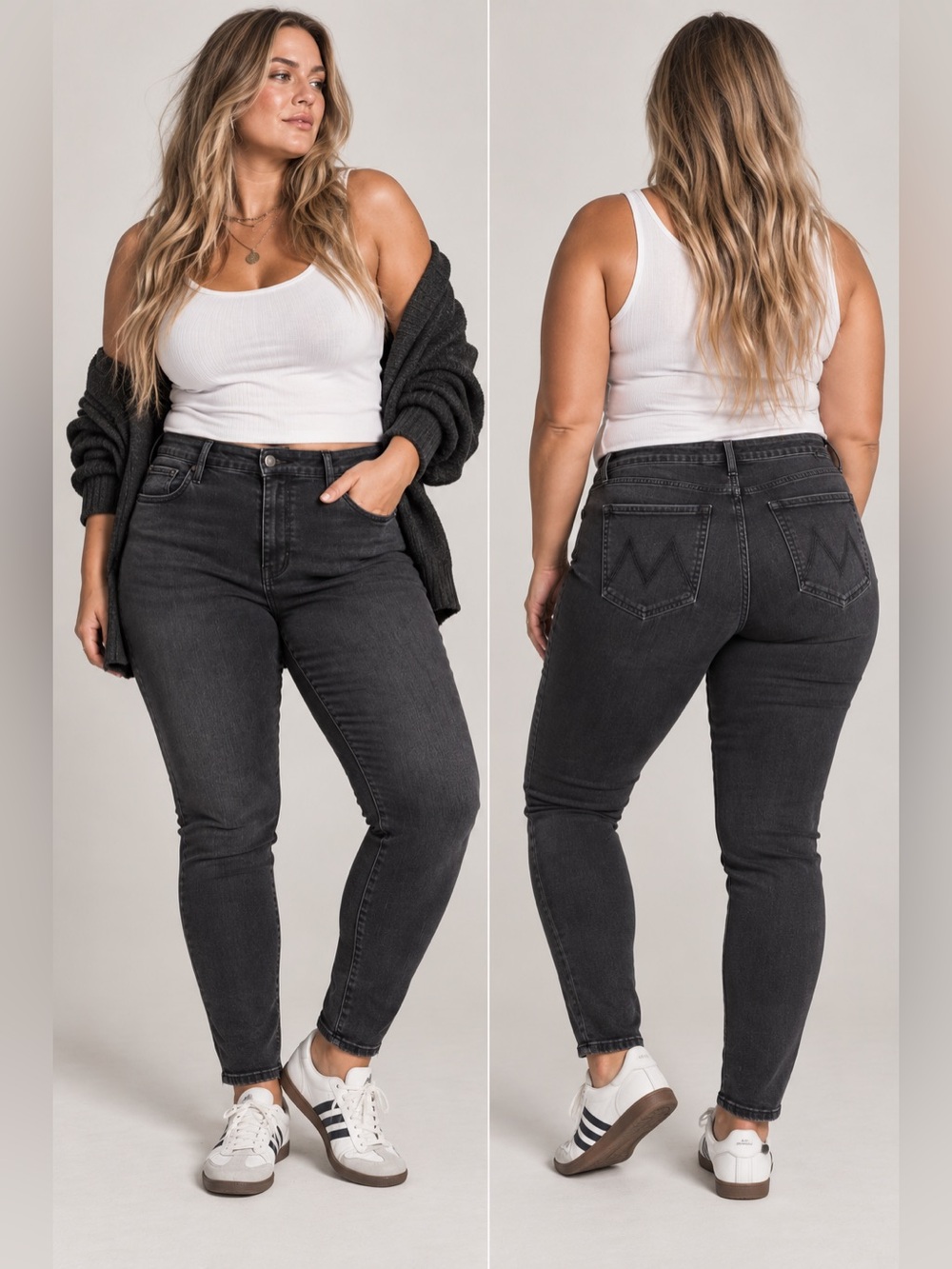 mother the mid rise dazzler ankle skinny black jeans not guilty wash 33 stretchy - Picture 1 of 13